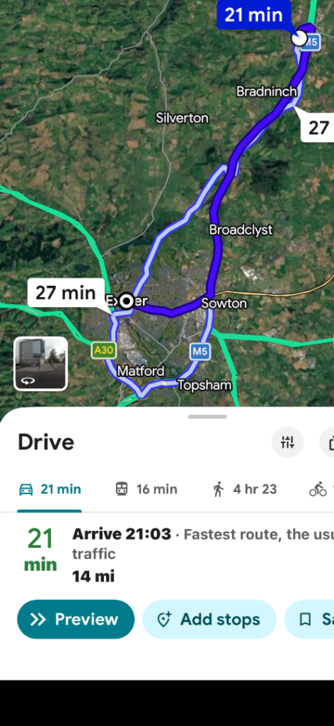 Cully to Exeter rideshare
