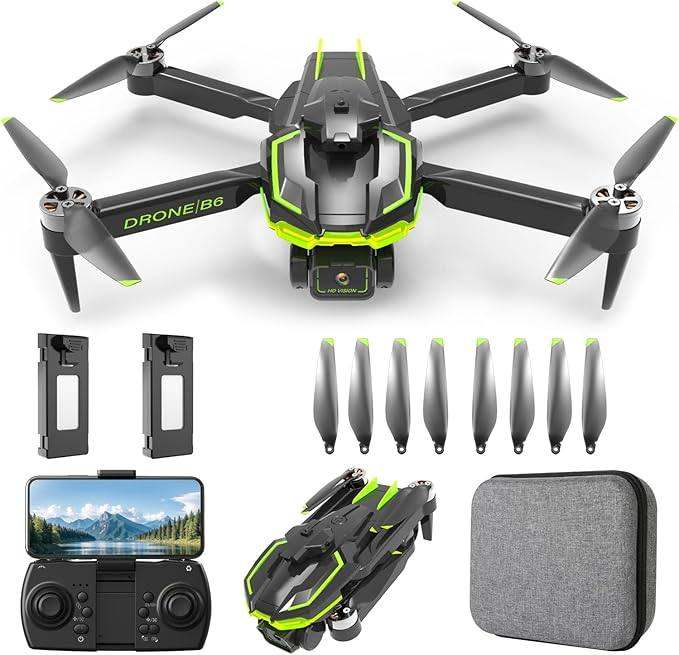 4K Drone with Camera, Brushless Motor, Foldable RC Quadcopter + 2 Batteries