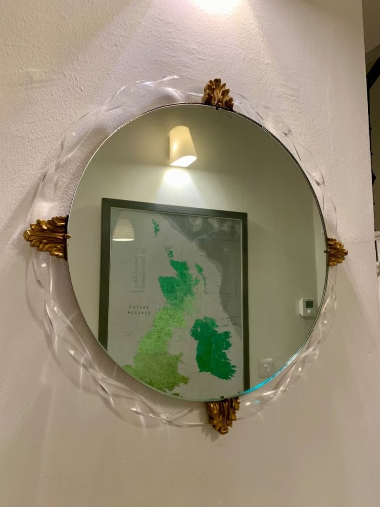 Art Deco Atsonea Circular Wall Mirror -  Barley Twist Lucite Frame