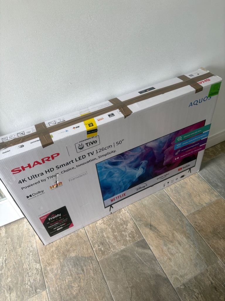 Sharp 4K HD 50” smart TV nearly new 