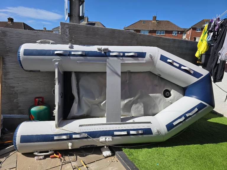 Grey & Blue Inflatable Boat / Dinghy - Fair Condition