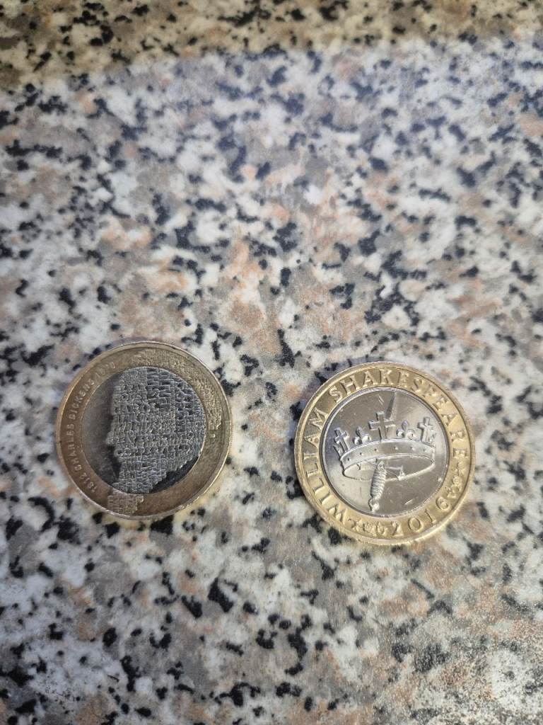 2 rare 2 pound coins Very Rare Charles Dickens 1812-1870 2 Pound coin and William Shakespeare 2016 