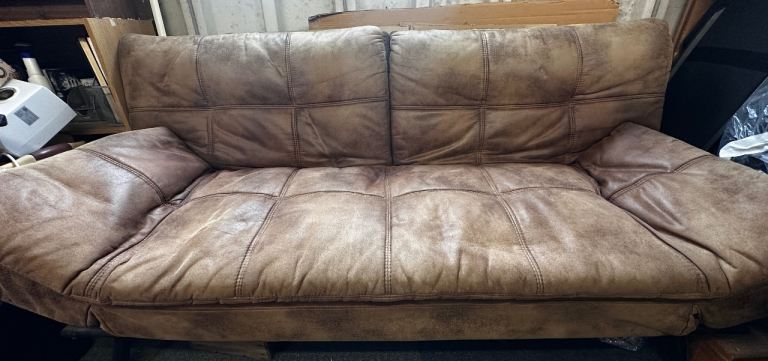 Warm tan Quilted Faux Leather  Sofa Bed