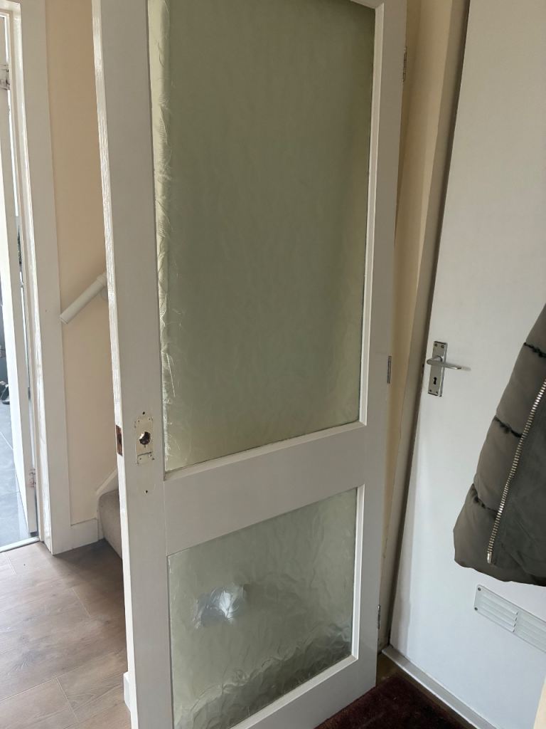 White Internal Door with Frosted Glass Panels