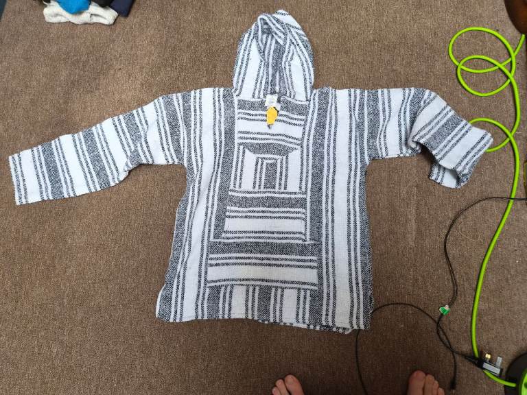 Siesta Baja Hoodie - Black & White Striped, Size M, New with Tags