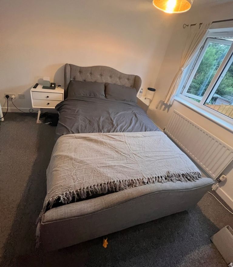 Fabric double bed frame excellent condition 