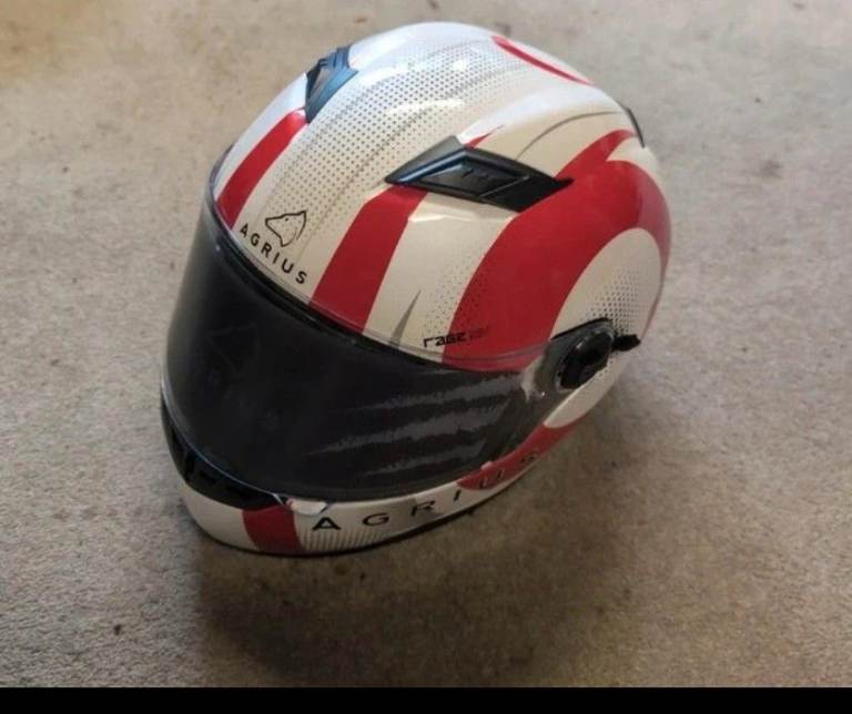 Agrius Rage SV Red & White Motorbike Motorcycle Helmet Size Large