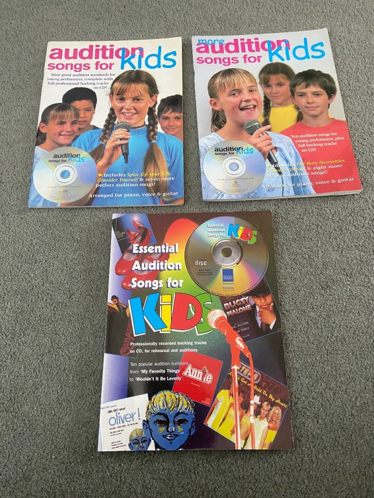 3 CHILDREN SINGING AUDITION SONG BOOKS WITH DVDS VGC