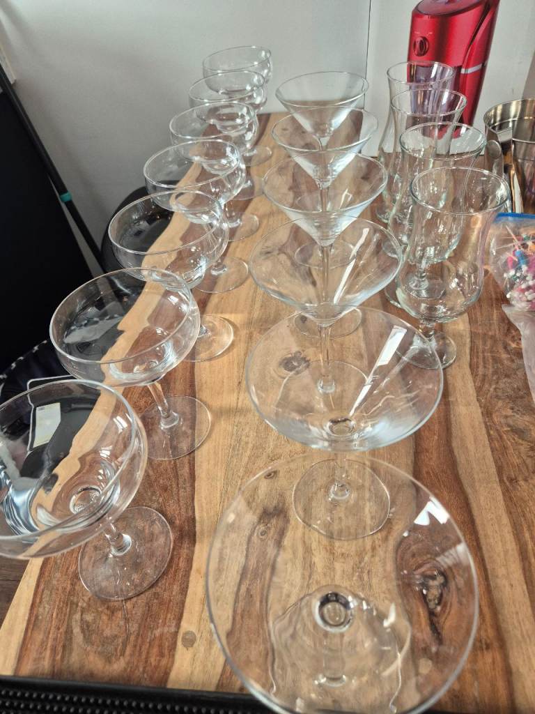 Selection of cocktail glasses and items