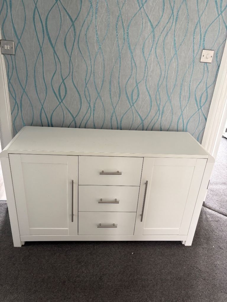 White Sideboard with Drawers and Cupboards