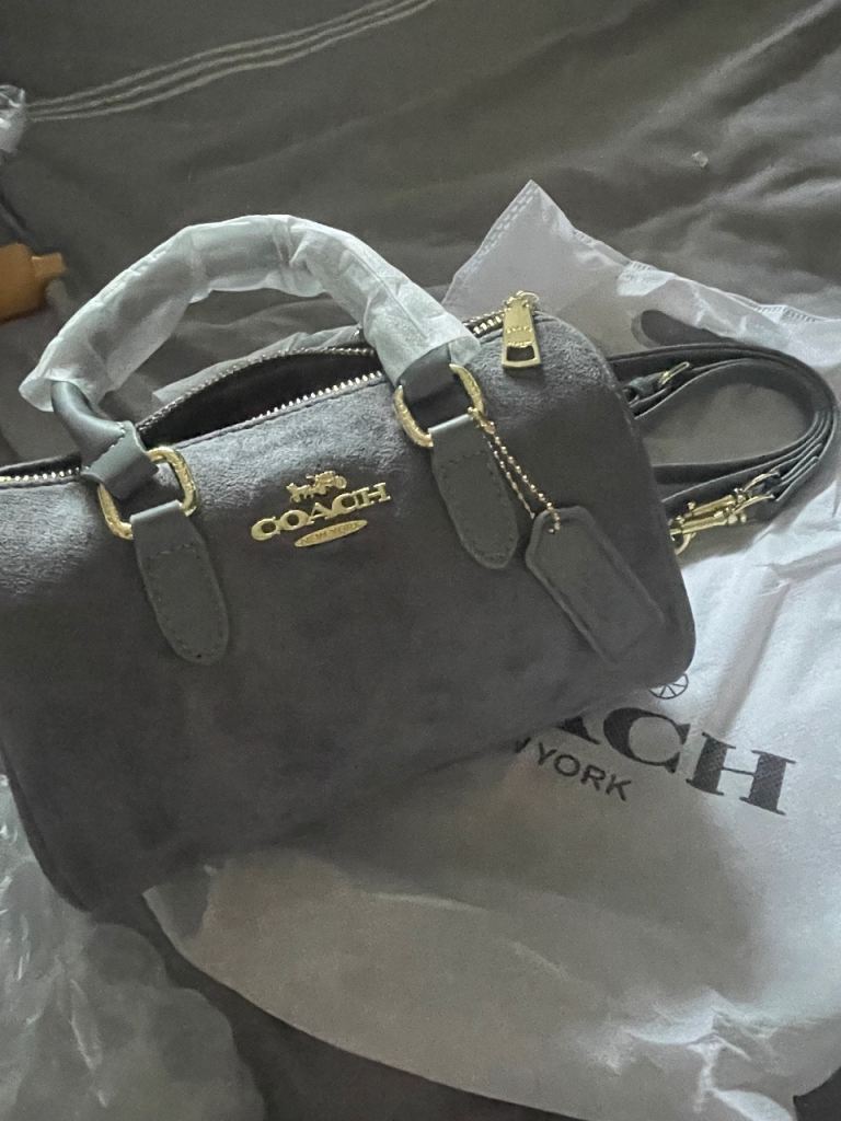 COACH New York Grey Velvet Handbag with Strap