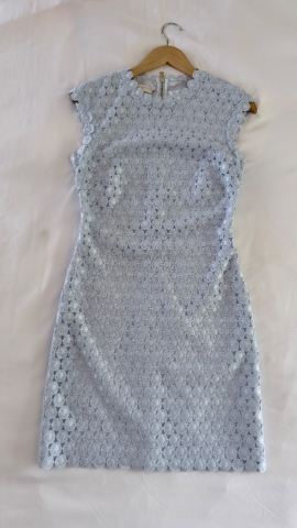 white lace strapless midi dress Maisie Strapless Sequin Midi Dress / White | MESHKI main image 0