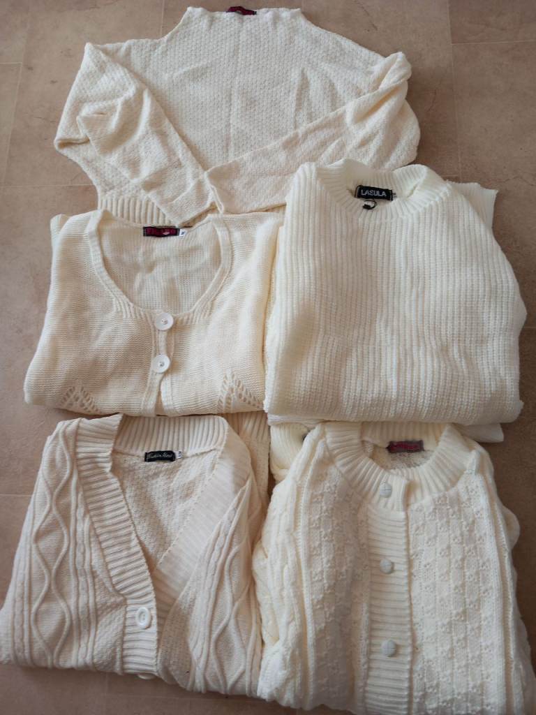 5 for £5 New Cream Knitted Jumpers & Cardigans Job Lot - 5 Items