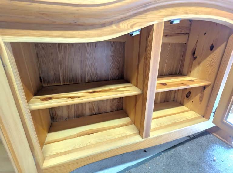 Vintage Solid Wood German 3 Door Welsh Dresser with 3 Door Display Cabinet