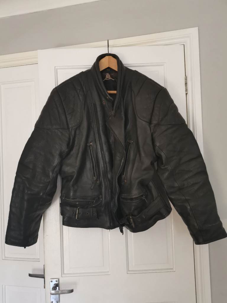 Black leather motorcycle jacket 