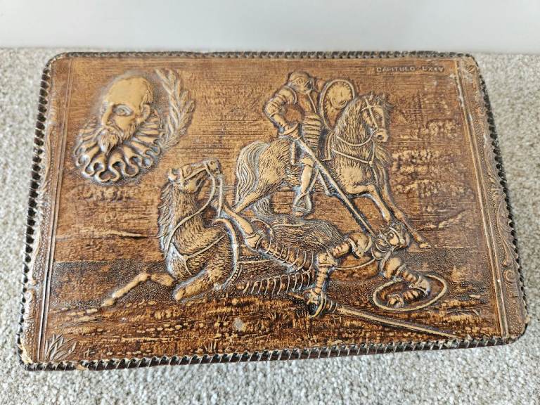 Vintage leather box / cigar box Don Quixote (Spain)