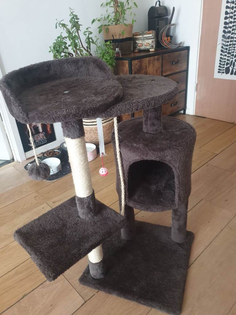Multi level cat tree with scratch post