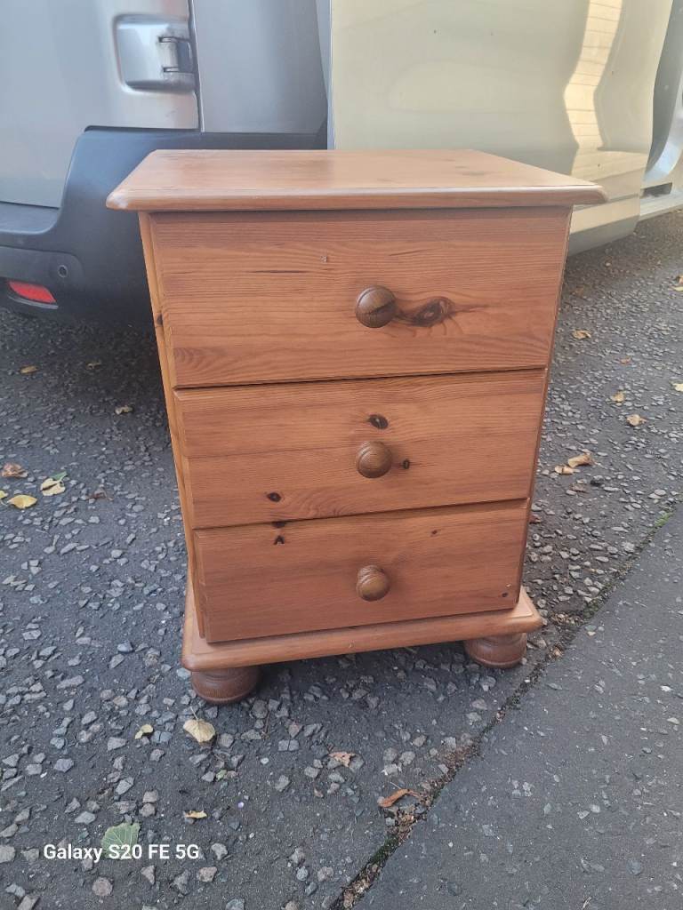 image for Pine 3 drawer bedside chest of drawers, delivery available 