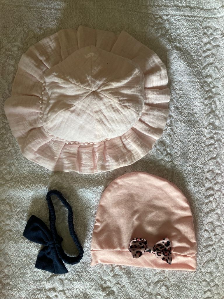 Baby Hat x 2 and Baby Headband