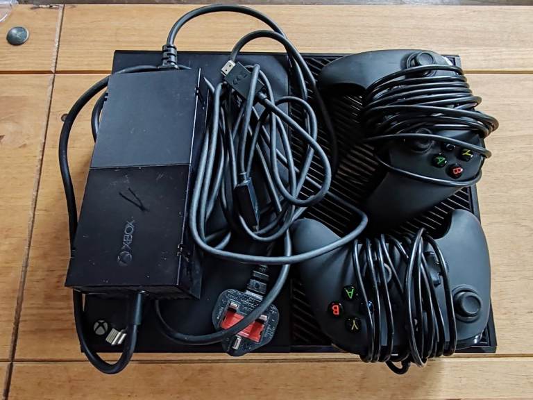 Xbox One Console with Two Controllers and All Cables