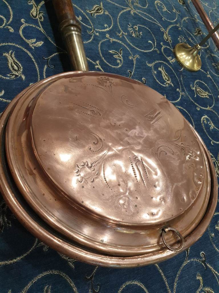  Long Handle Antique Copper and Brass Bed Warming Pan