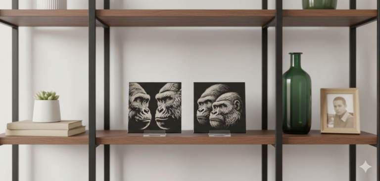 🦍 Stunning Laser-Engraved Gorilla Ceramic Tiles (15x15cm)