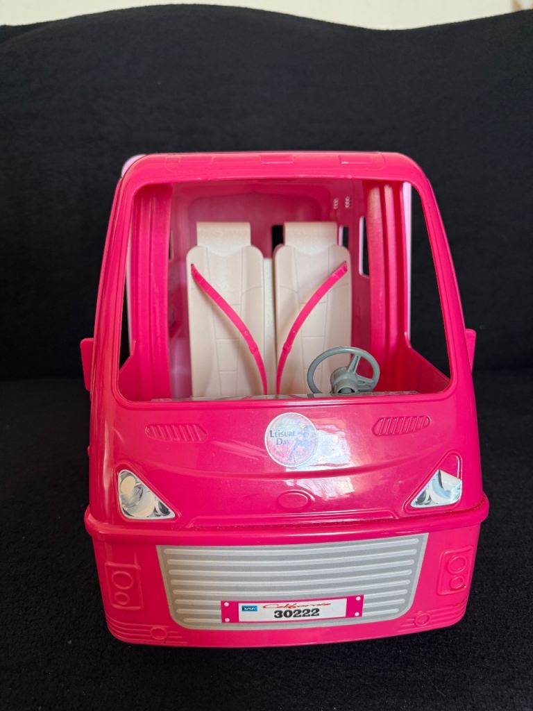 image for Large pretend play dolls van, dolls pink campervan