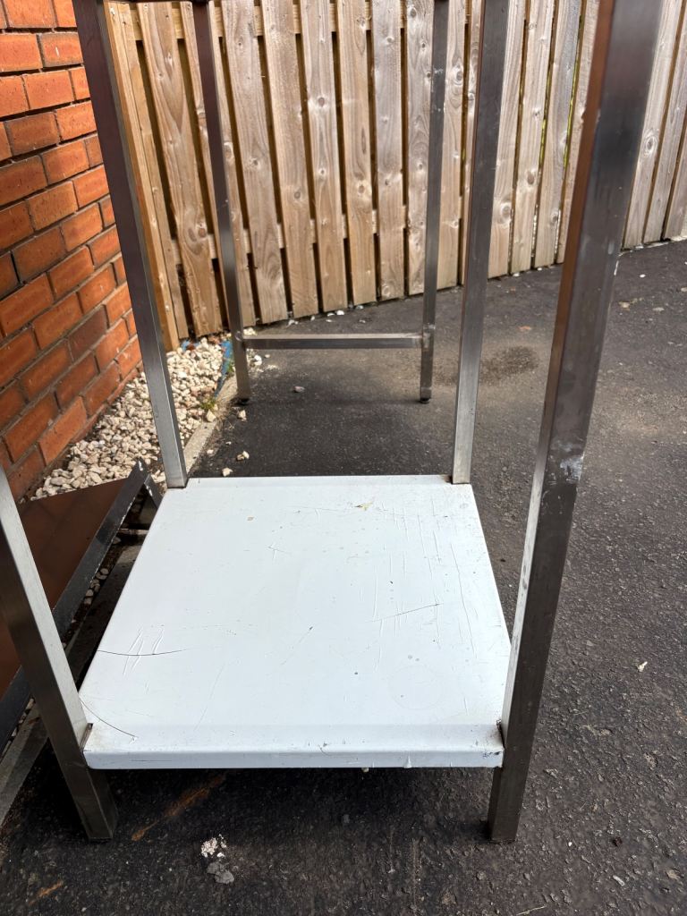 Steel table with under storage (3 available)