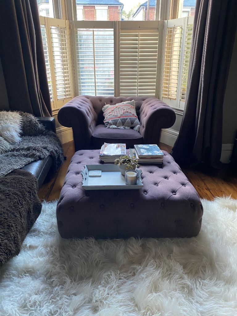 Armchair and footstool chesterfield style