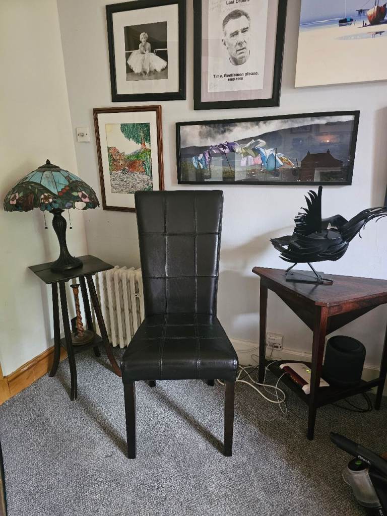 Black leather dining room chairs