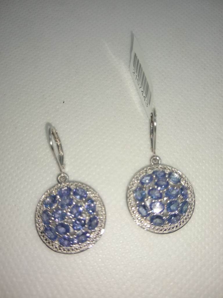 NEW P134 TJC Tanzanite lever back earrings in platinum overlay sterling silver