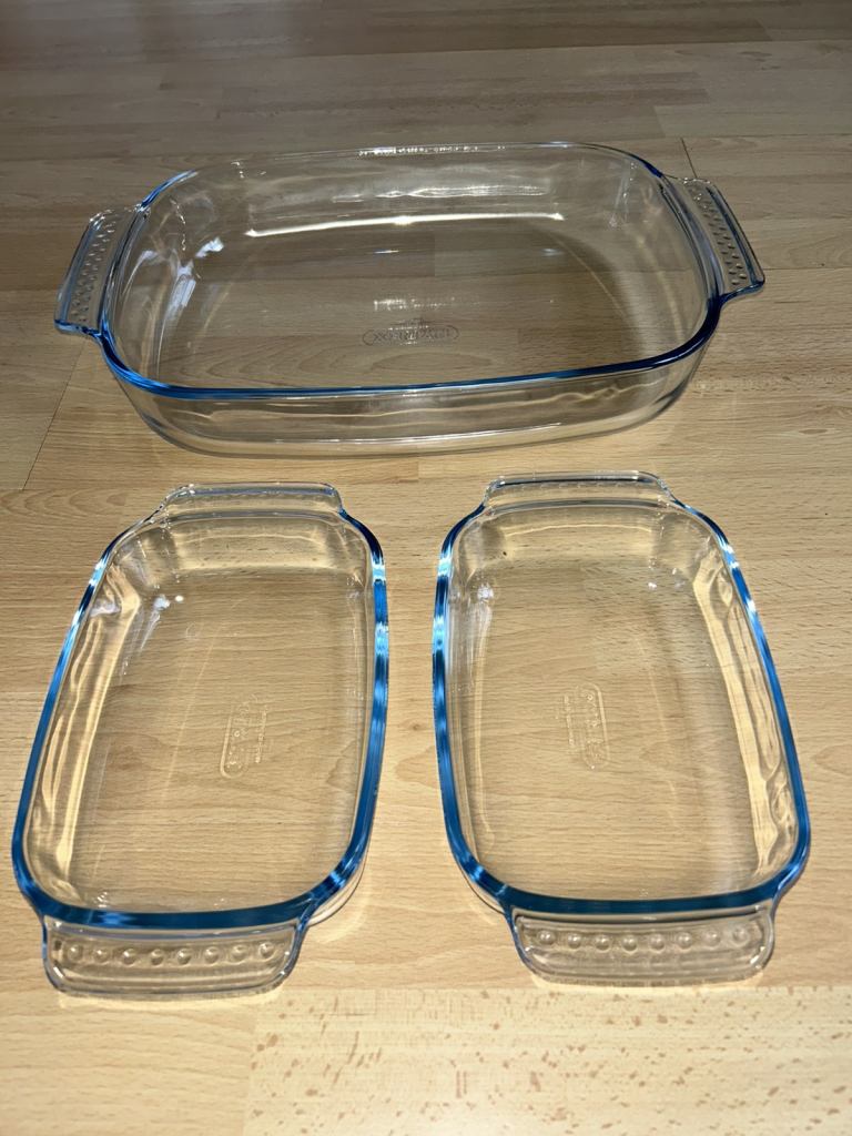 3 x BN Pyrex Optimum Glass Roaster High Resistance Easy Grip