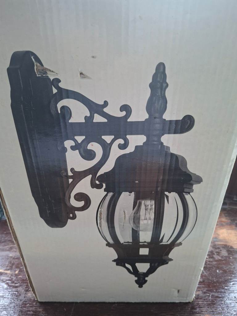 New Black Outdoor Wall Lantern Light Fitting