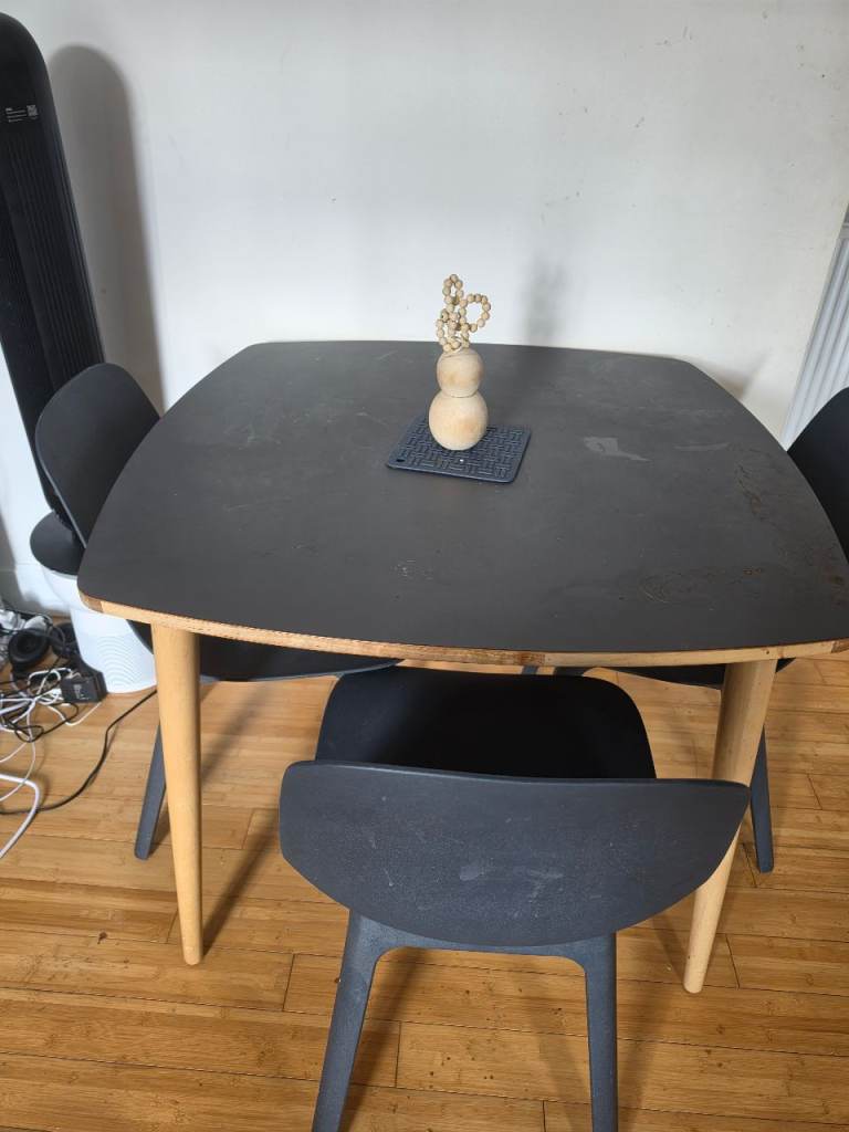 Black Ikea Dining Table with Four Chairs