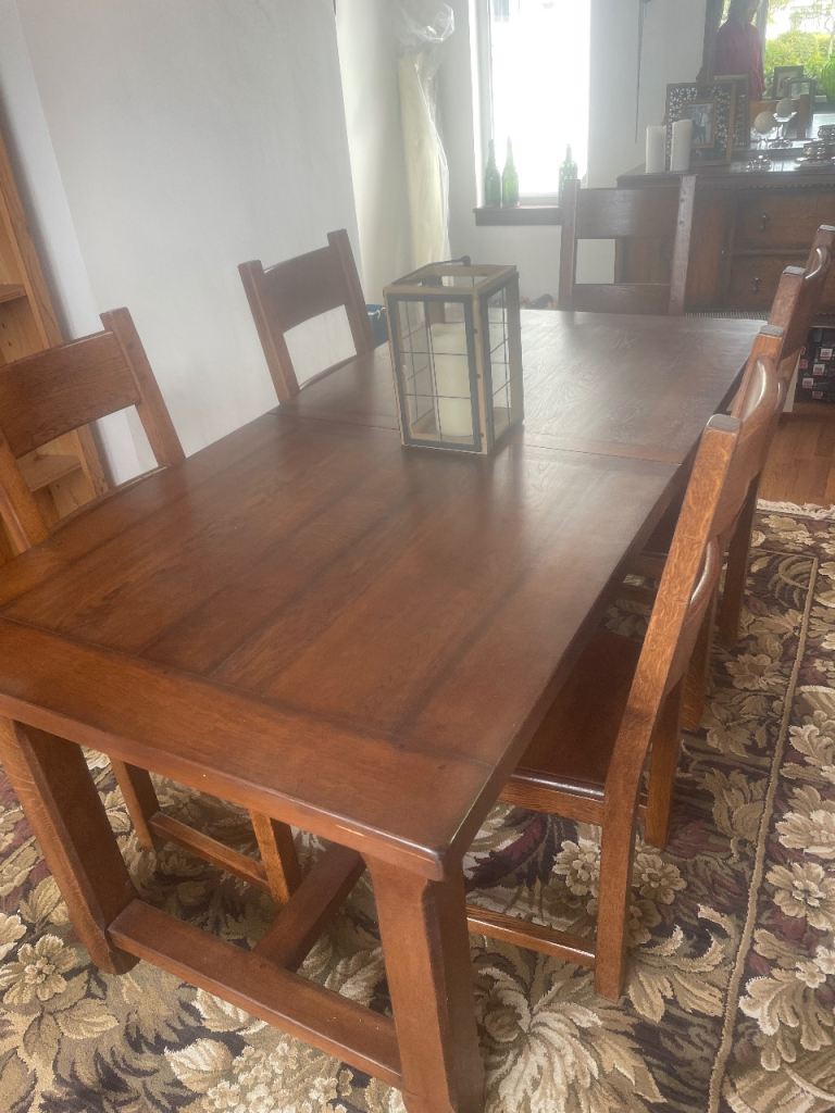 Large Solid Wood Table with 6 Chairs