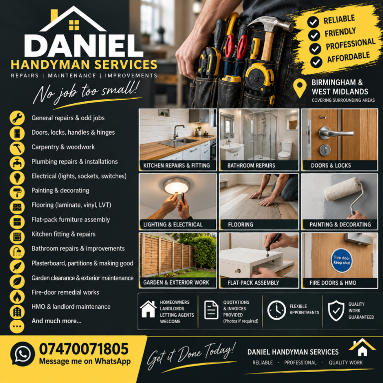 🔨 DANIEL HANDYMAN SERVICES – BIRMINGHAM & WEST MIDLANDS