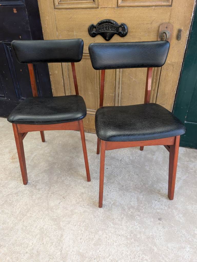 Pair of Mid-Century Schreiber Teak Dining Chairs