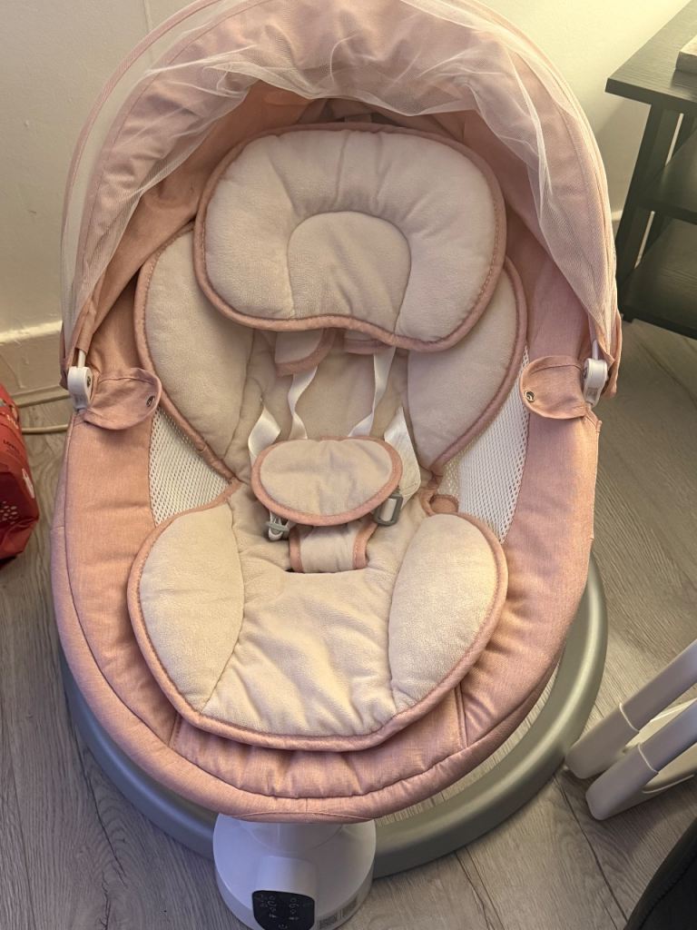 Pink Baby Bouncer/Rocker with Canopy – Good Condition