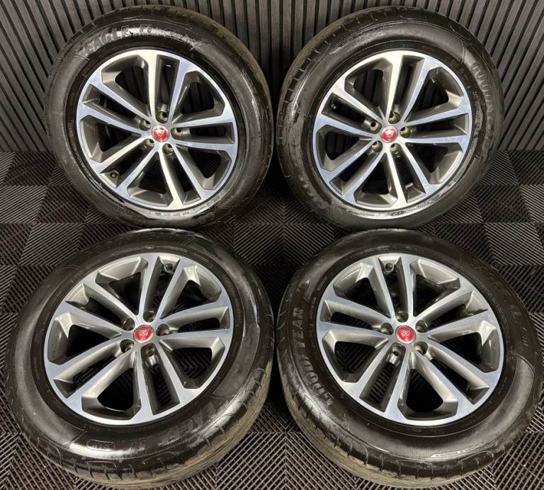 19'' GENUINE JAGUAR F PACE GREY DC 5 DOUBLE SPOKE ALLOY WHEELS TYRES ALLOYS