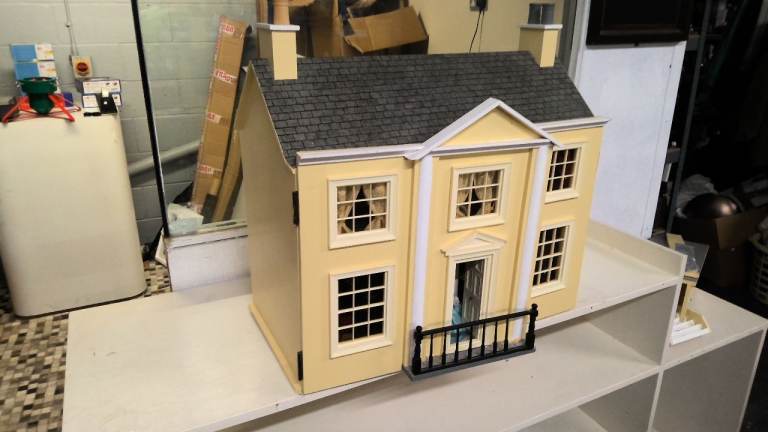 vintage Georgian style dolls house with dolls furniture