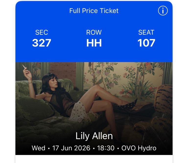 Lily Allen Glasgow ticket 