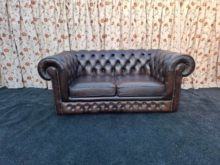 image for Brown 2 seater Chesterfield sofa