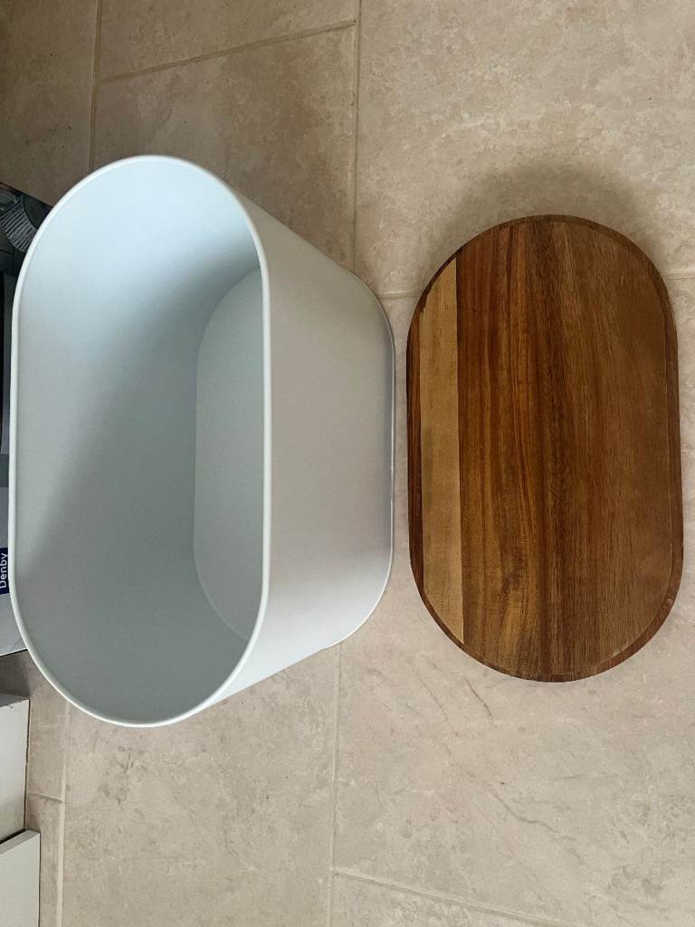 DENBY stylish white bread bin crafted from Galvanised Steel with a ...