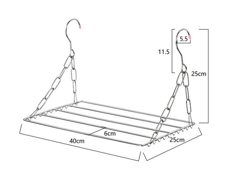 5 bars Stainless Steel Drying Rack on Radiator, Adjustable and Foldable Duable Heavy-Duty