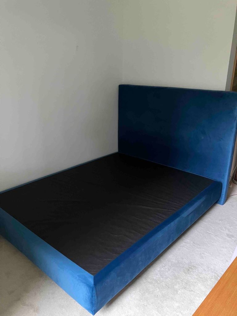Blue Velvet EU King Size Bed Frame 