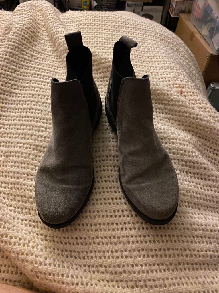 Office Girl Grey Suede Slip On Chelsea boots Size 5