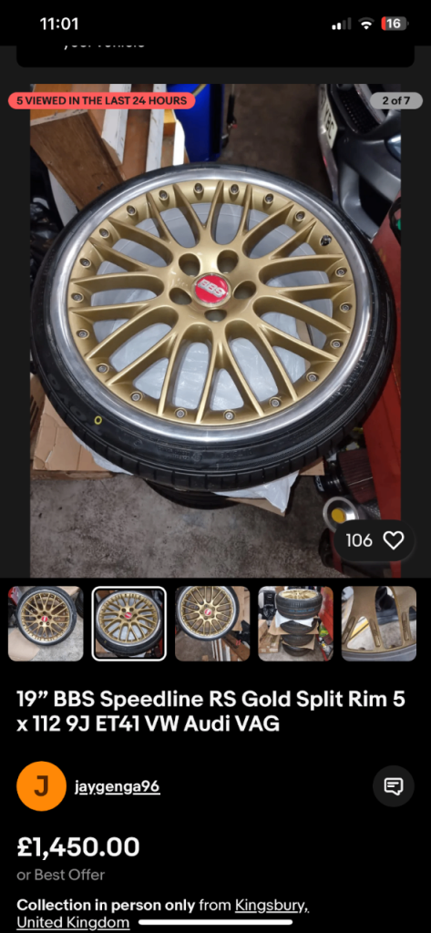 BBS RS861 2-piece Split Rim 19x8.5J - 5x112. Genuine Audi,VW