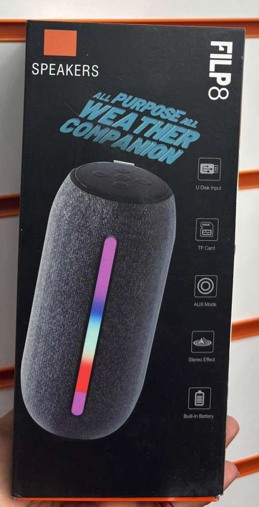 FILP8 Smart Wireless Speaker Portable Bluetooh with RGB Light, Multi-Input (USB/TF/AUX)