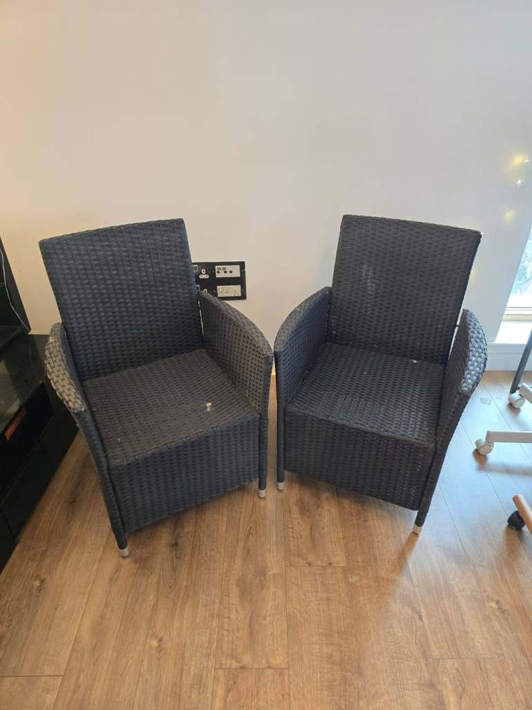 image for Rattan-Style Chairs (Set of 2) – Good Condition – £20