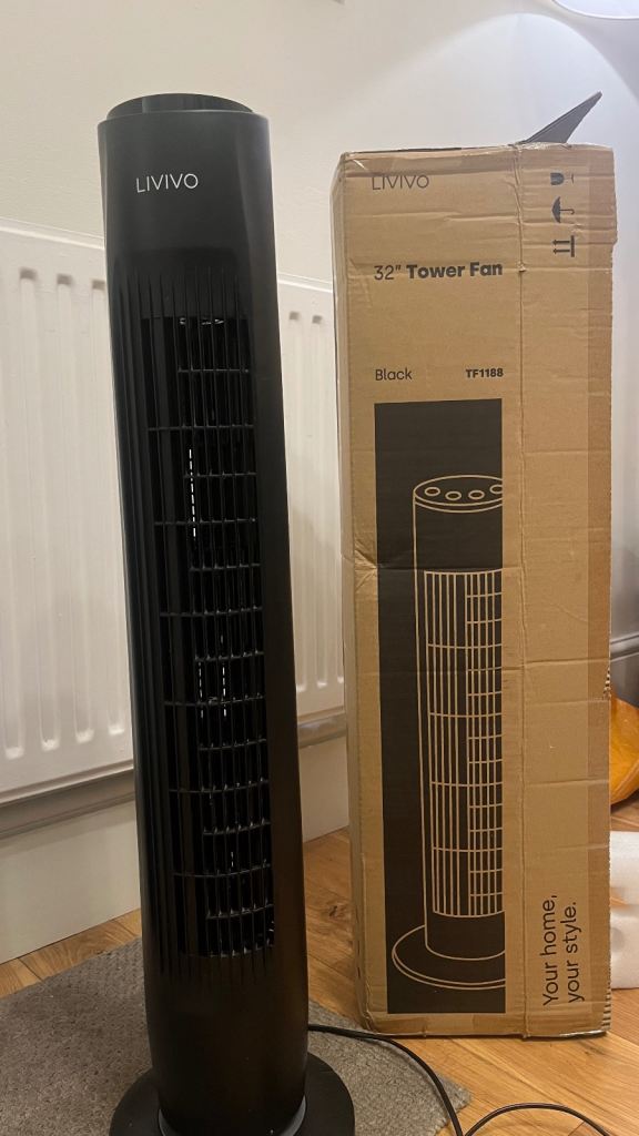 LIVIVO 32" Tower Fan – Black, As Good As New